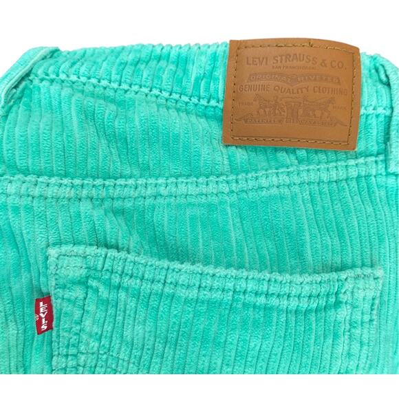 Levi's Premium Ribcage Straight Ankle Corduroy Pants Electric Green Size 32 - Picture 10 of 13